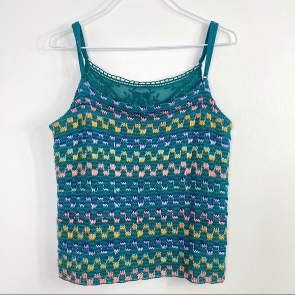 Free People Knitted Rainbow Camisole Tank Green - Picture 5 of 7